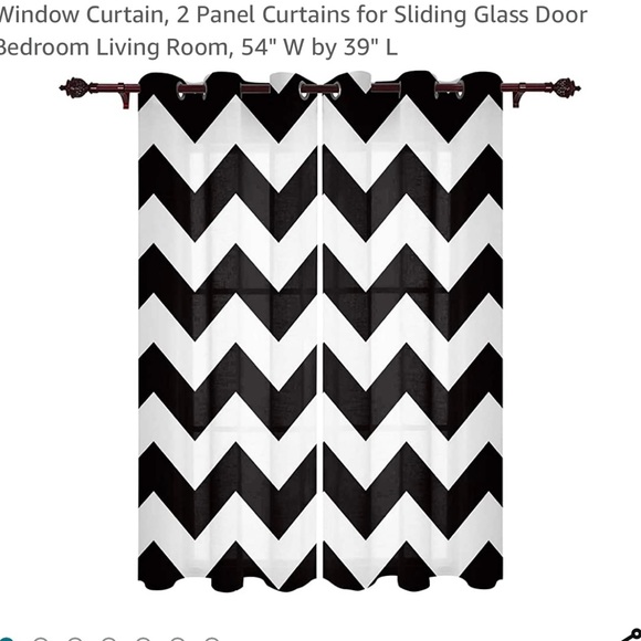 SOLD Black white chevron pattern curtains-4 panels - Picture 2 of 2